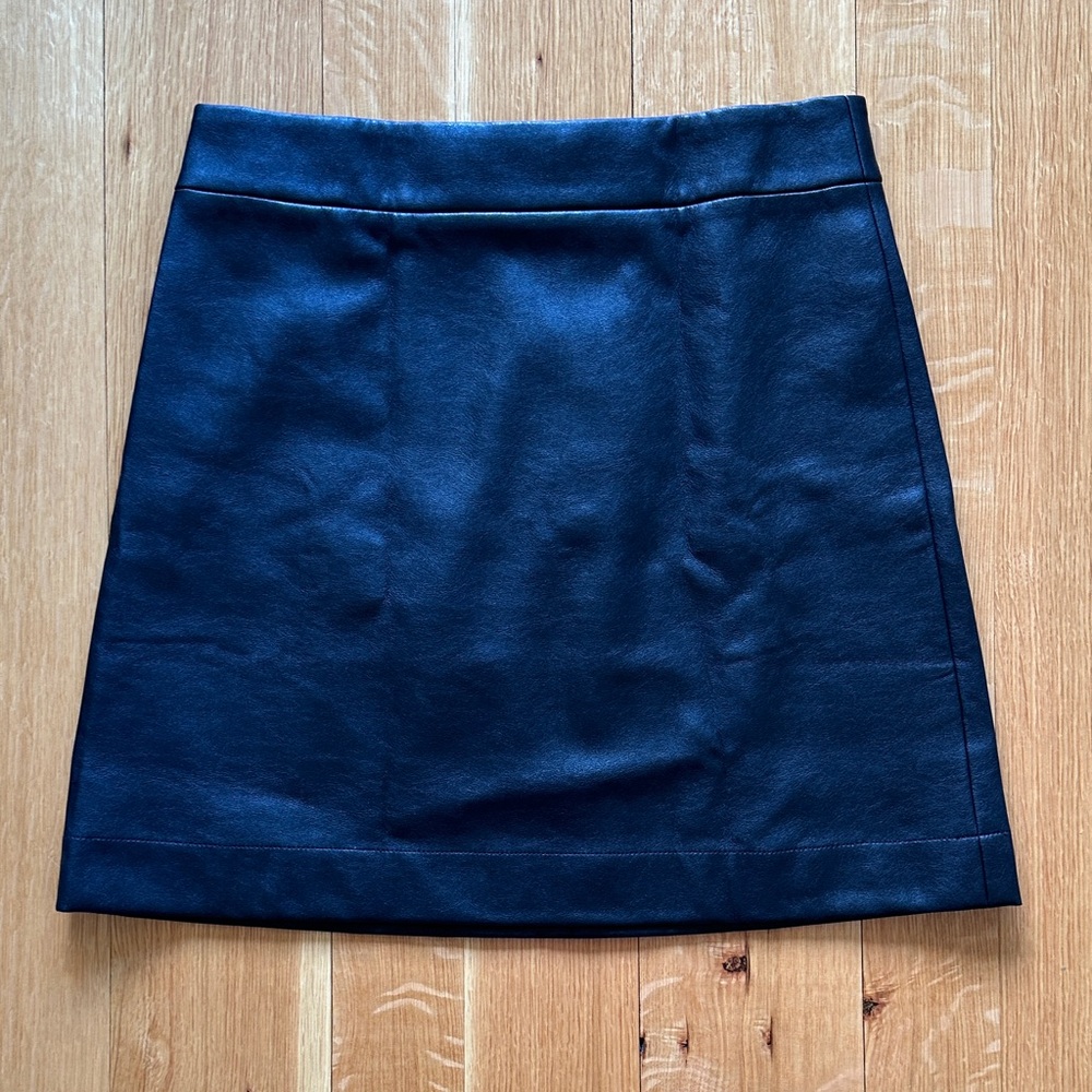 J. Crew Factory Black Faux Leather A-line Mini Skirt